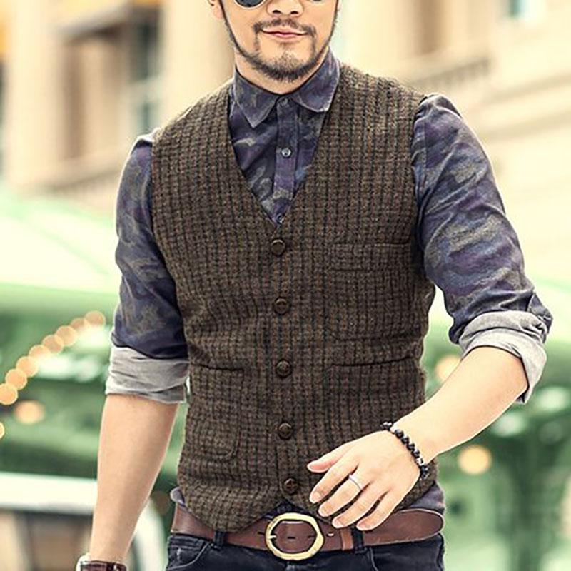 Fashion V Neck Single-Breasted Vest
