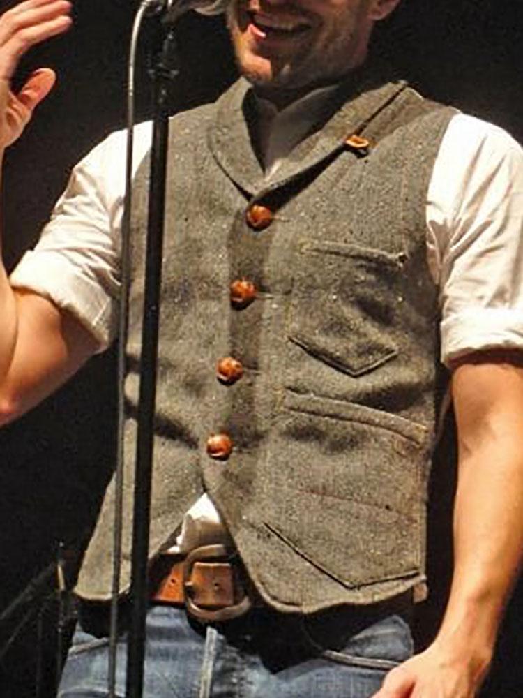 Casual Turndown Collar Single-Breasted Vest