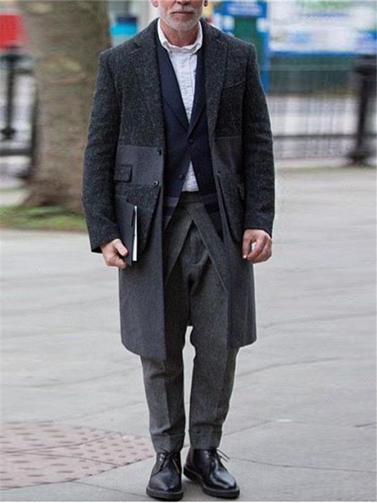 Men's Lapel Solid Color Coat