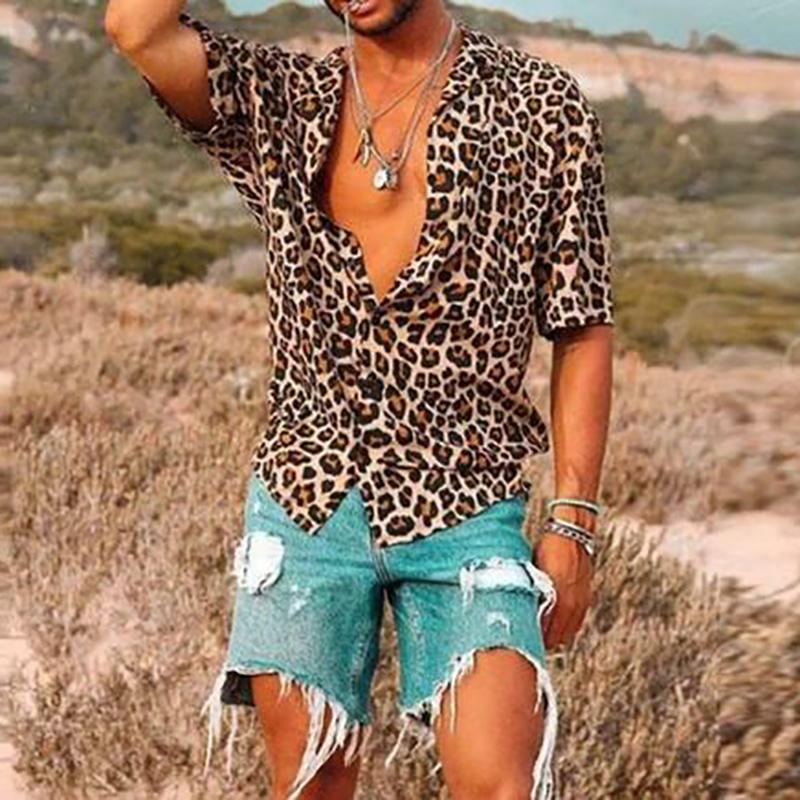 Sexy Leopard Short Sleeve Shirt
