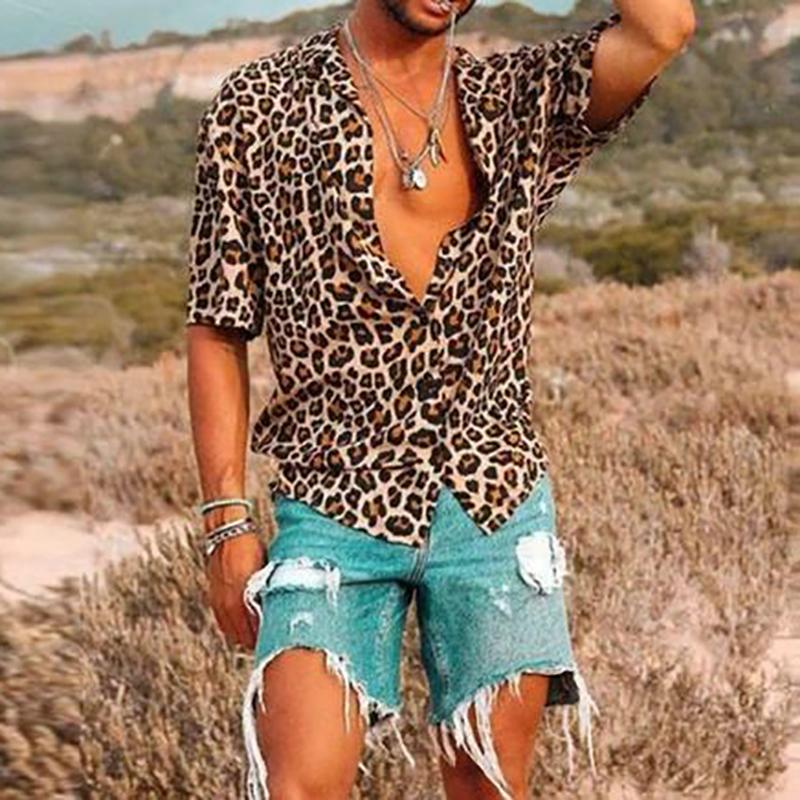 Sexy Leopard Short Sleeve Shirt