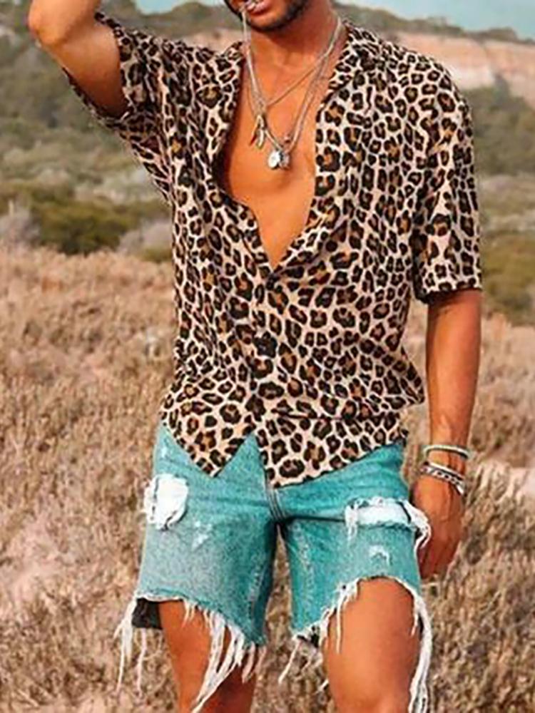 Sexy Leopard Short Sleeve Shirt