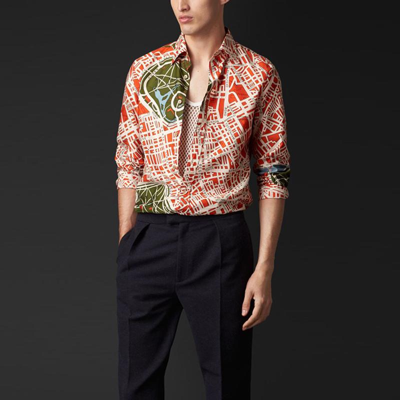 Literary Creative Contrast Color Printed Shirt