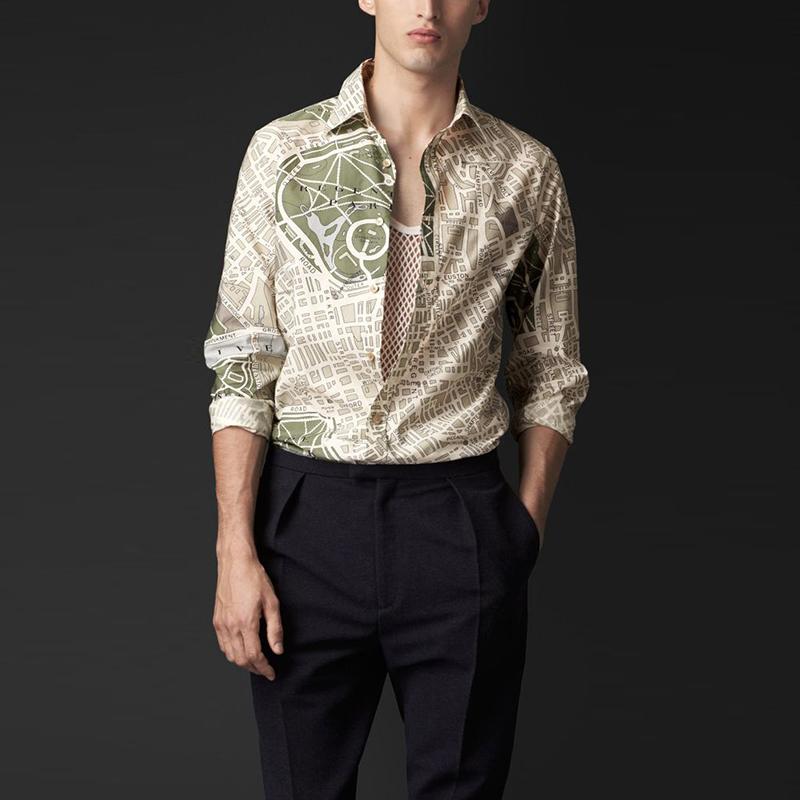 Literary Creative Geometric Printed Lapel Shirt