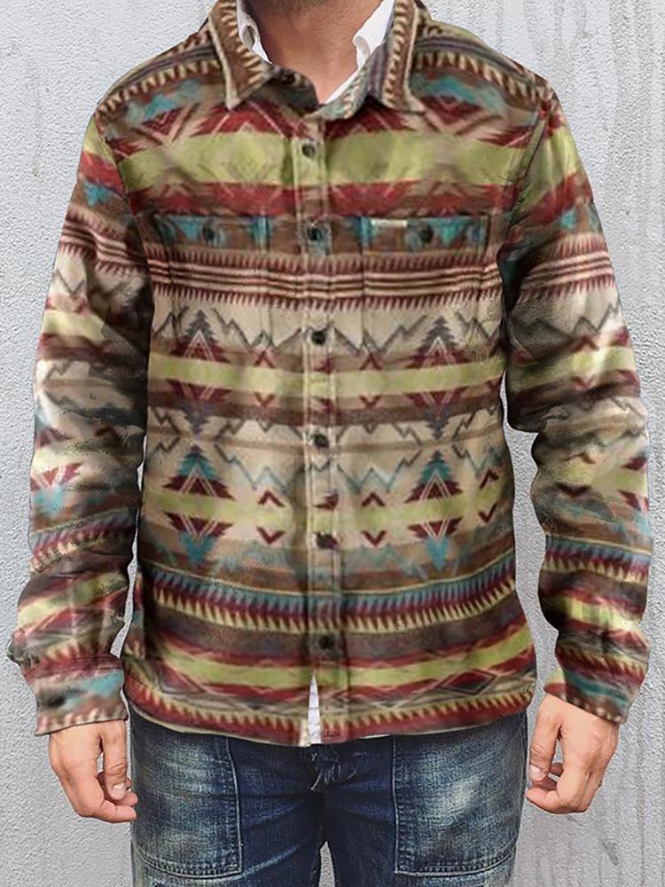 Vintage Printed Long Sleeve Lapel Jacket