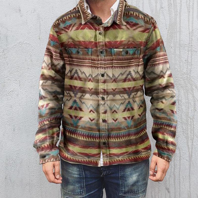 Vintage Printed Long Sleeve Lapel Jacket