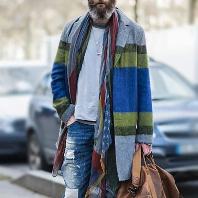 Casual Lapel Color Block Overcoat