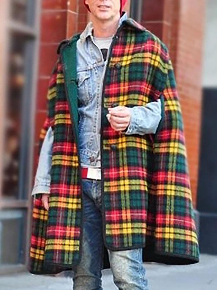 Fashion Plaid Long Sleeve Overcoat