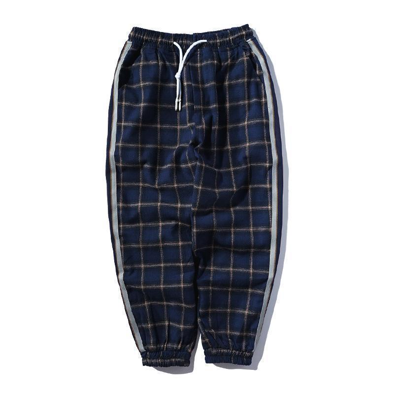 Fashion Check Printed Elastci Waist Loose Jogger Pants