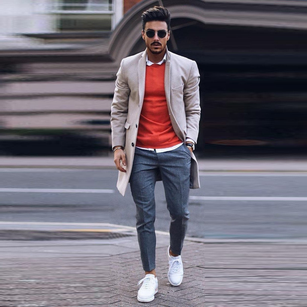 Fashion Casual Lapel Shoulder Padded Long Sleeves Slim Long Suit Coat