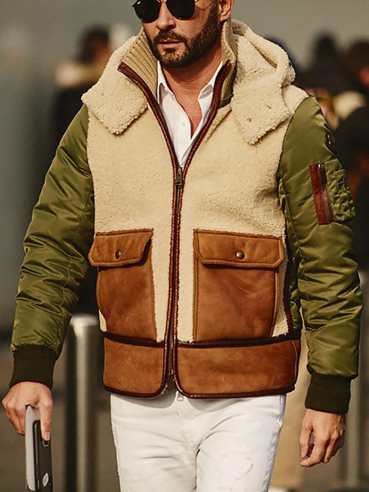 Men'S Stand Collar Zipper Splicing Jackets