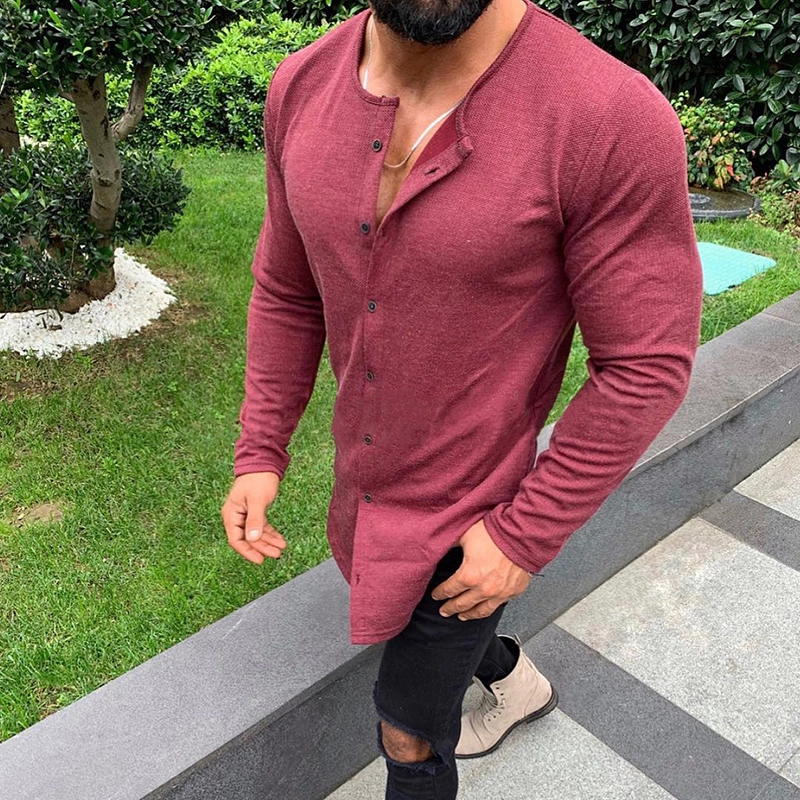 Casual Simple Pure Colour Single-Breasted T-Shirt