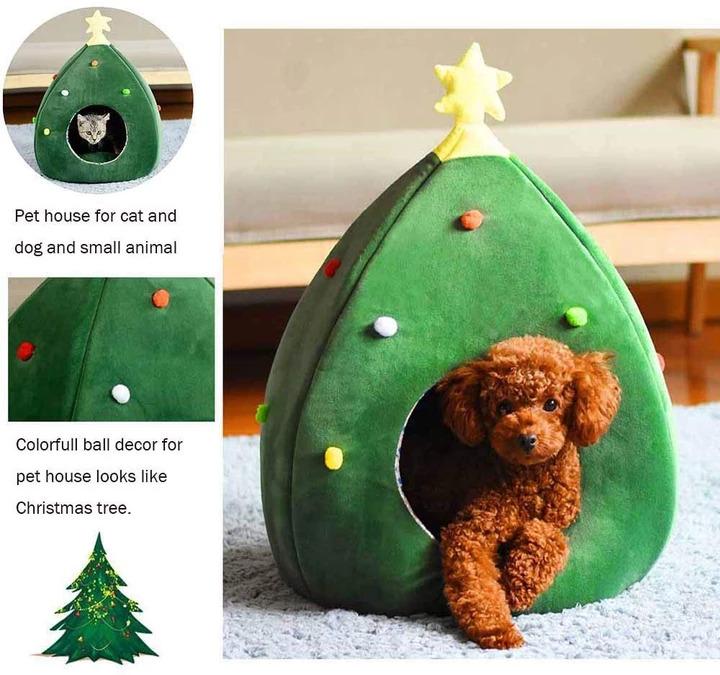 Christmas Pet Cave Bed