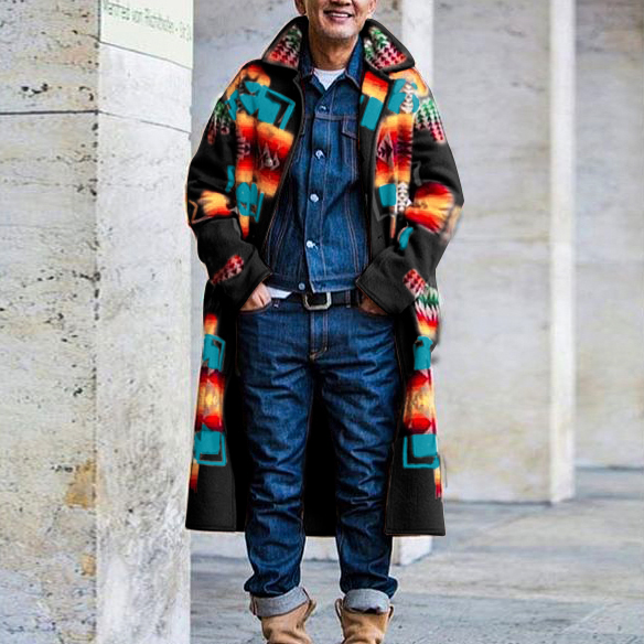 Casual Printed Long Sleeve Coat