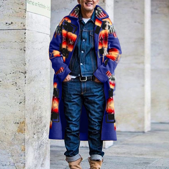 Casual Printed Long Sleeve Coat