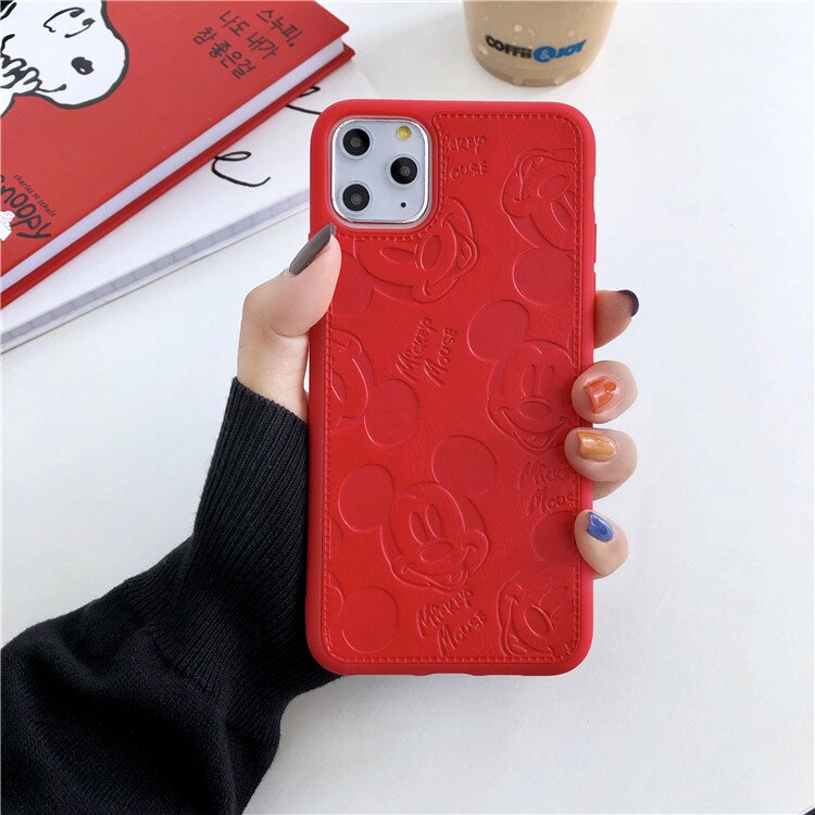 （Special offers!）2021 Mickey new leather + silicone non-slip protective shell (official liquid silicone 360 full coverage)