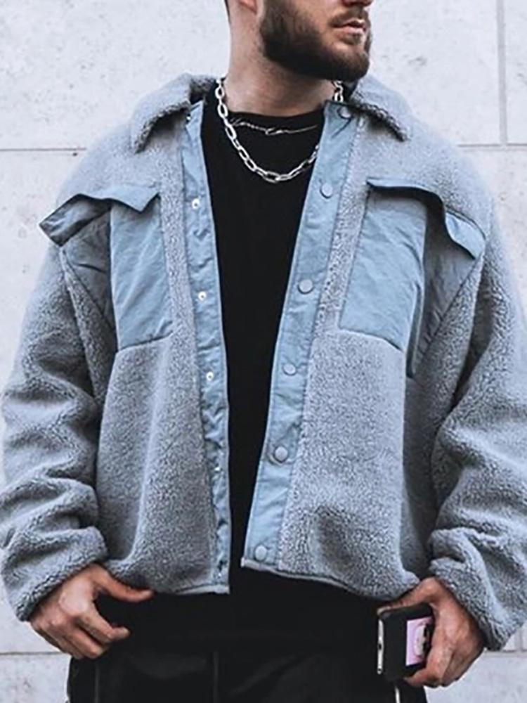 Casual Lapel Pockets Long Sleeve Jacket