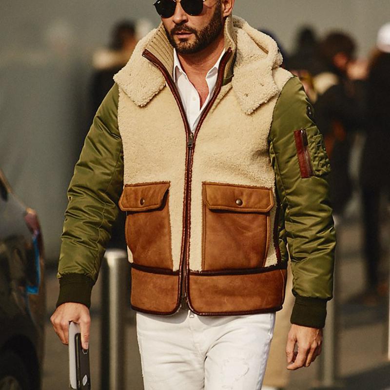 Men'S Stand Collar Zipper Splicing Jackets