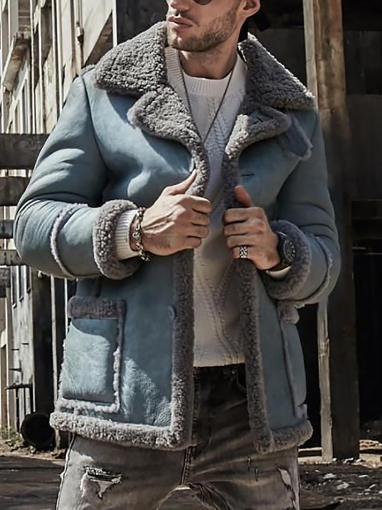 Casual Lapel Patchwork Pockets Overcoat