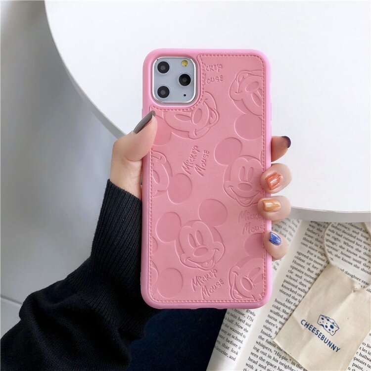 （Special offers!）2021 Mickey new leather + silicone non-slip protective shell (official liquid silicone 360 full coverage)