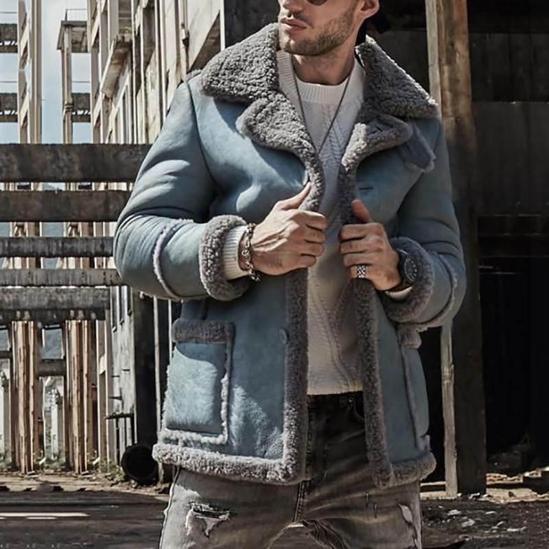 Casual Lapel Patchwork Pockets Overcoat