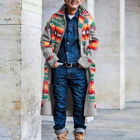 Casual Printed Long Sleeve Coat