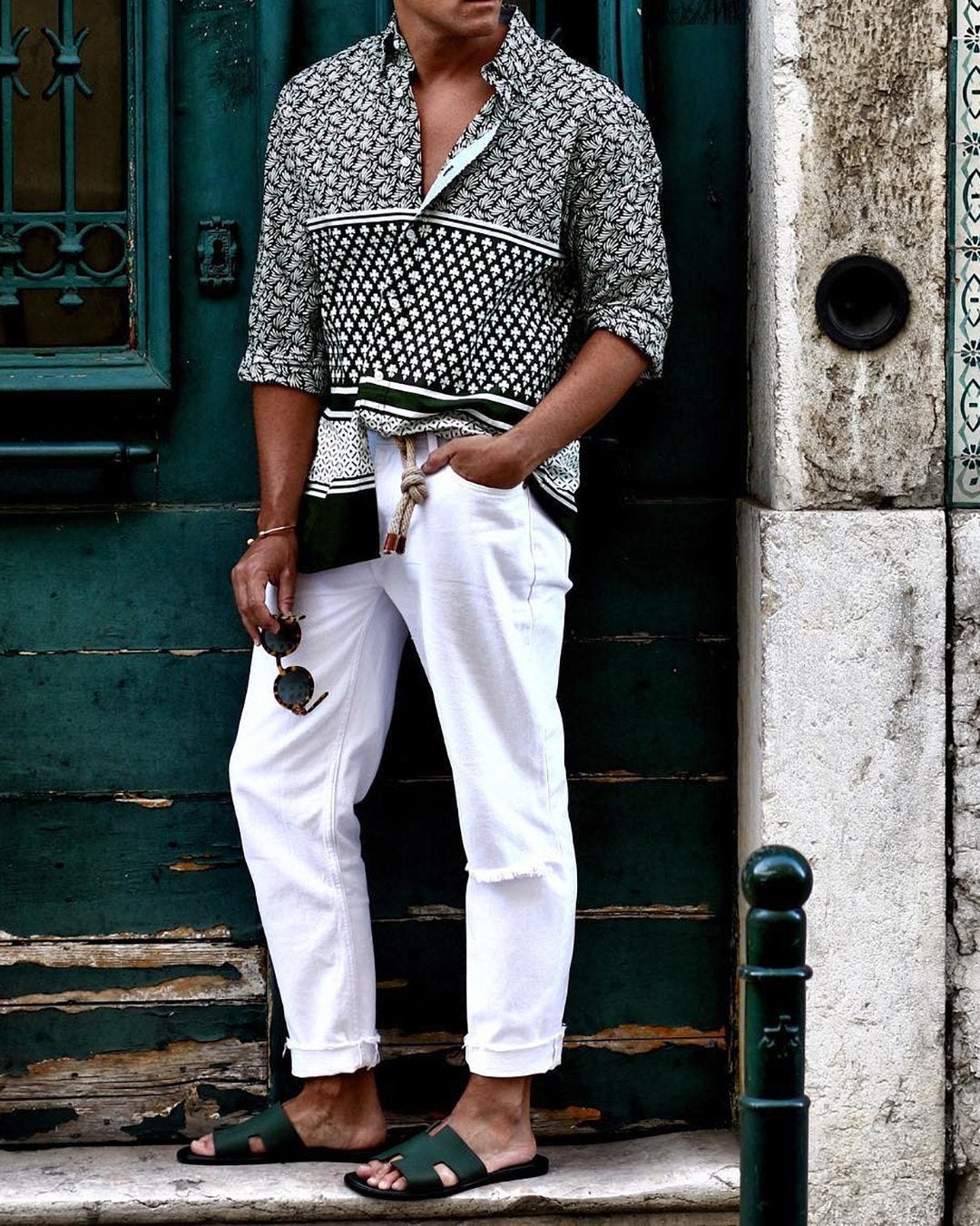 Fashion Splicing Printed Colour Shirt