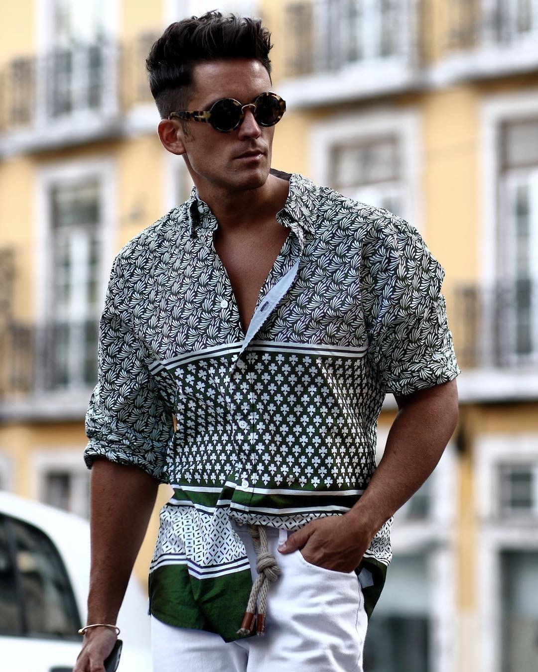 Fashion Splicing Printed Colour Shirt