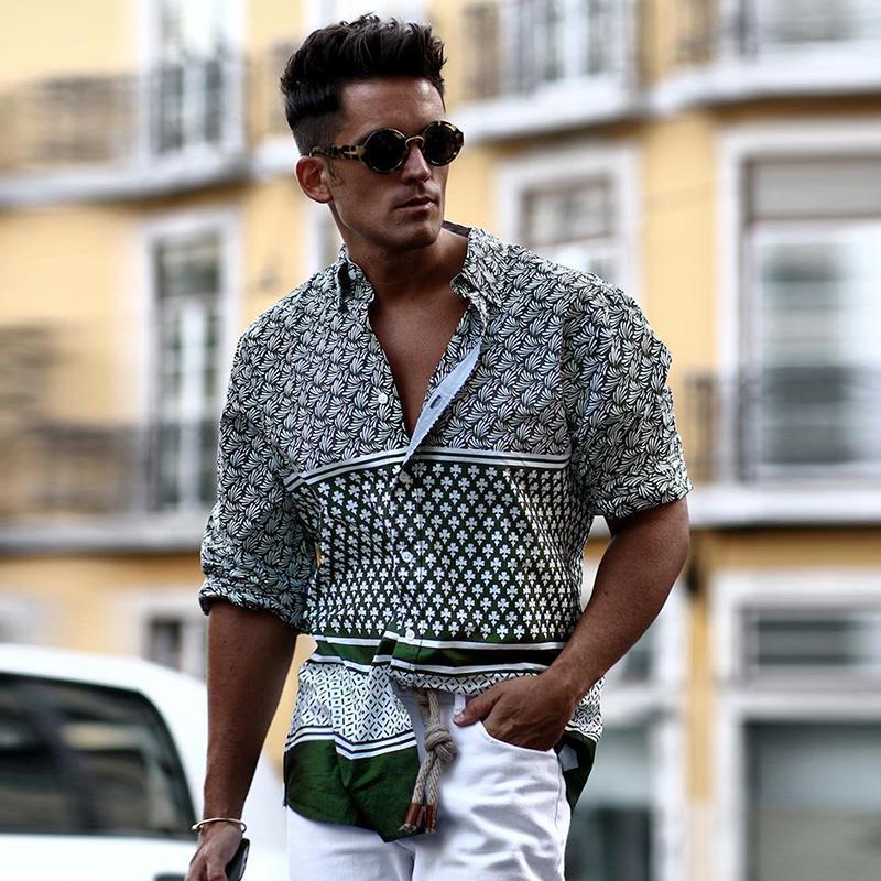 Fashion Splicing Printed Colour Shirt