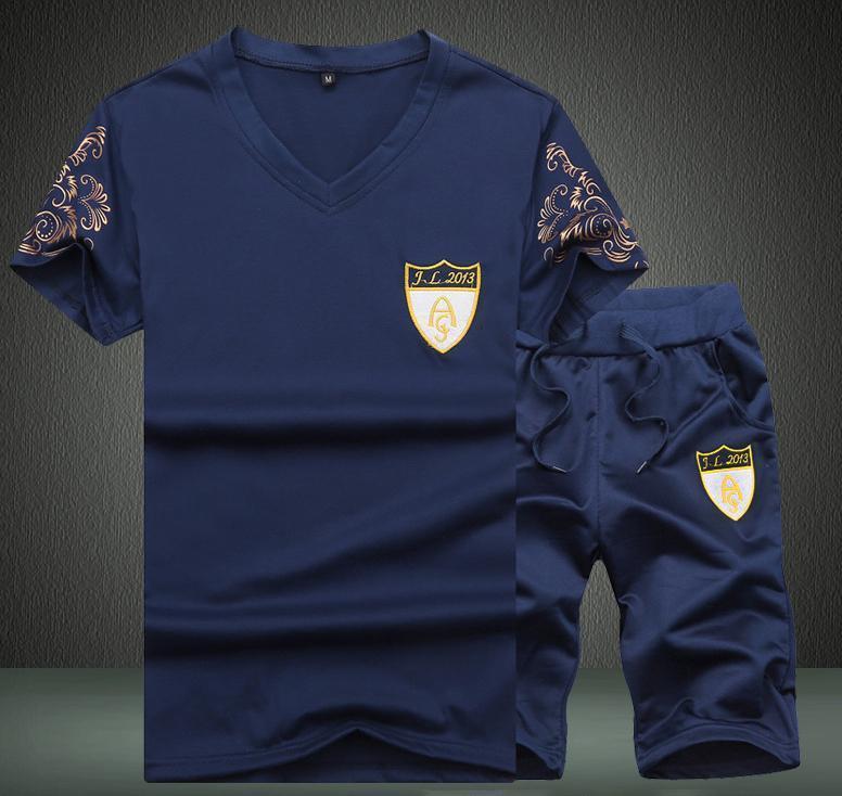 Men's Sports Short Sleeve T-Shirt Casual New Summer Two-Piece Set