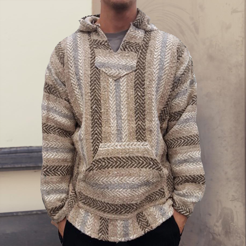 Casual Striped Long Sleeves Baja Hoodie