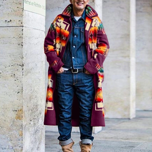 Casual Printed Long Sleeve Coat