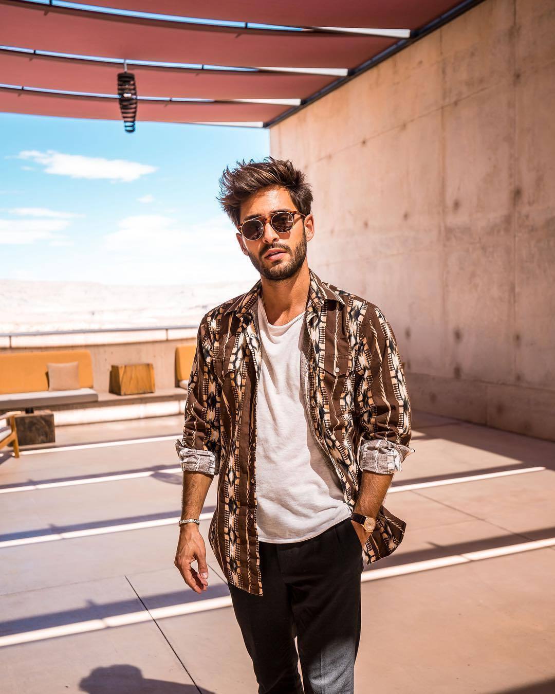 Fashion Lapel Button Printed Loose Shirt