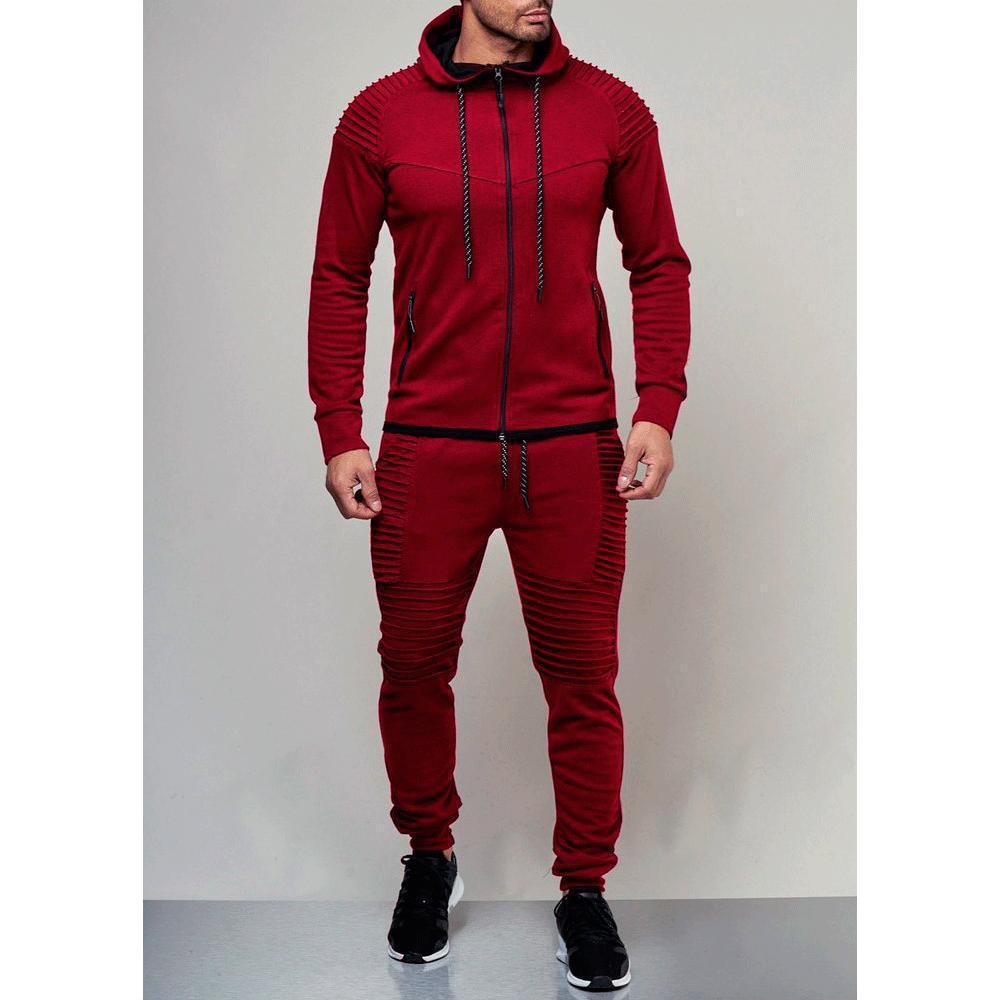 New Men's Casual Solid Color Sport Suit