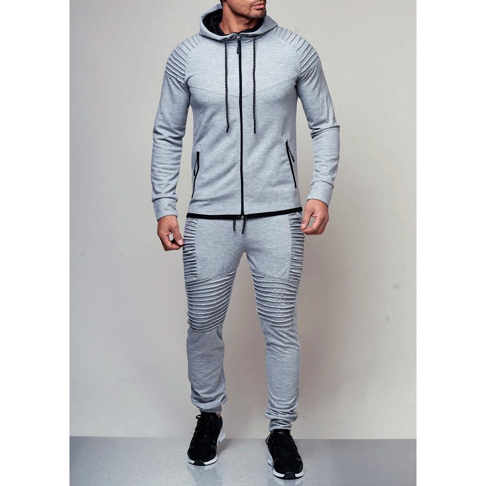 New Men's Casual Solid Color Sport Suit