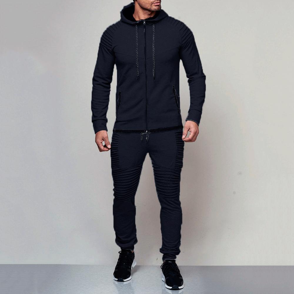 New Men's Casual Solid Color Sport Suit