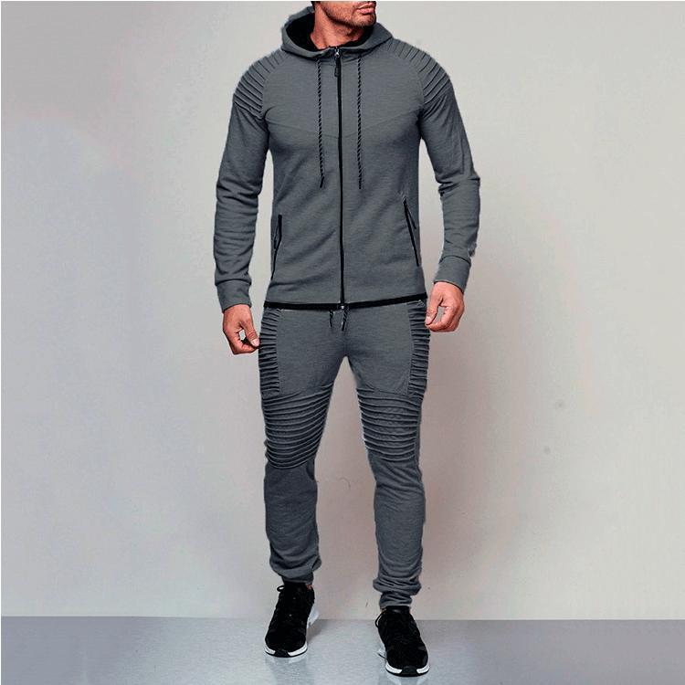 New Men's Casual Solid Color Sport Suit
