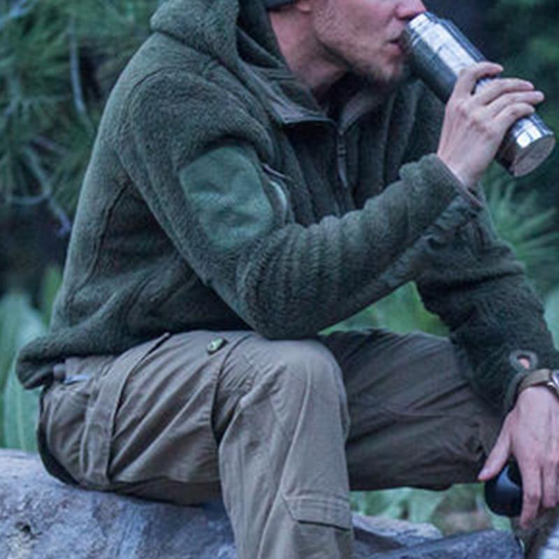 Outdoor Casual Zip Hooded Plush Long Sleeve Jacket