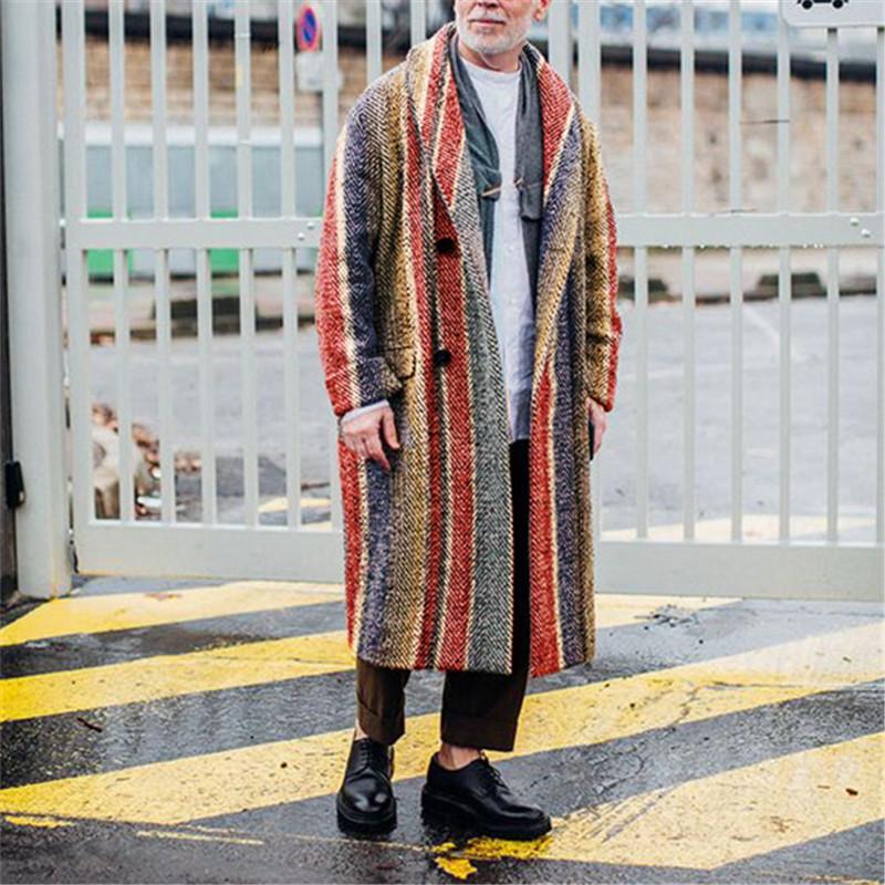 Mens New Rainbow Striped Coat
