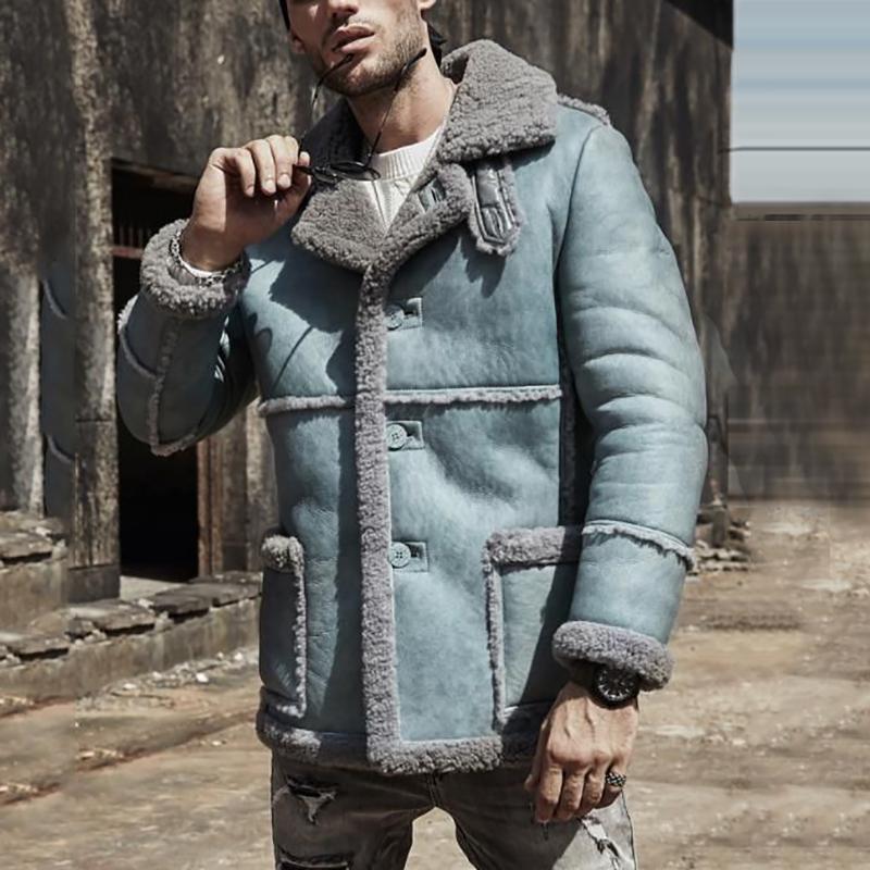 Casual Lapel Patchwork Pockets Overcoat