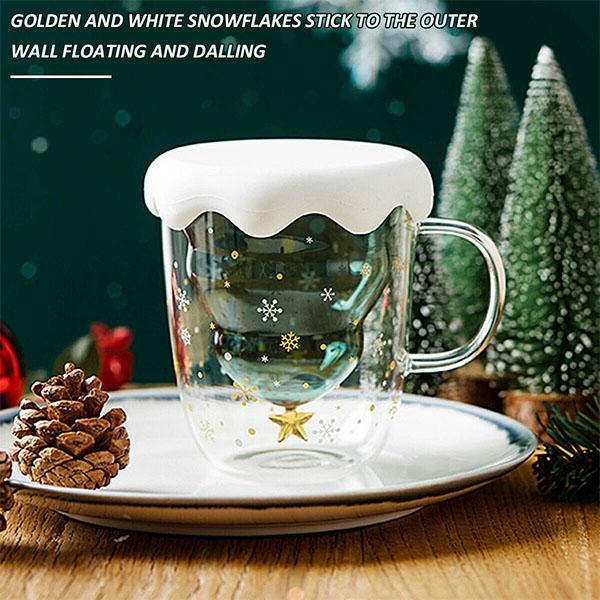 Christmas Tree Double Layer Glass Cup