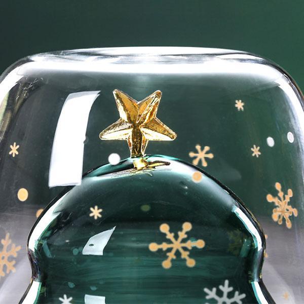 Christmas Tree Double Layer Glass Cup