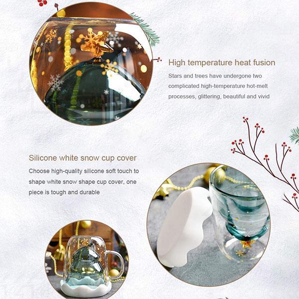 Christmas Tree Double Layer Glass Cup