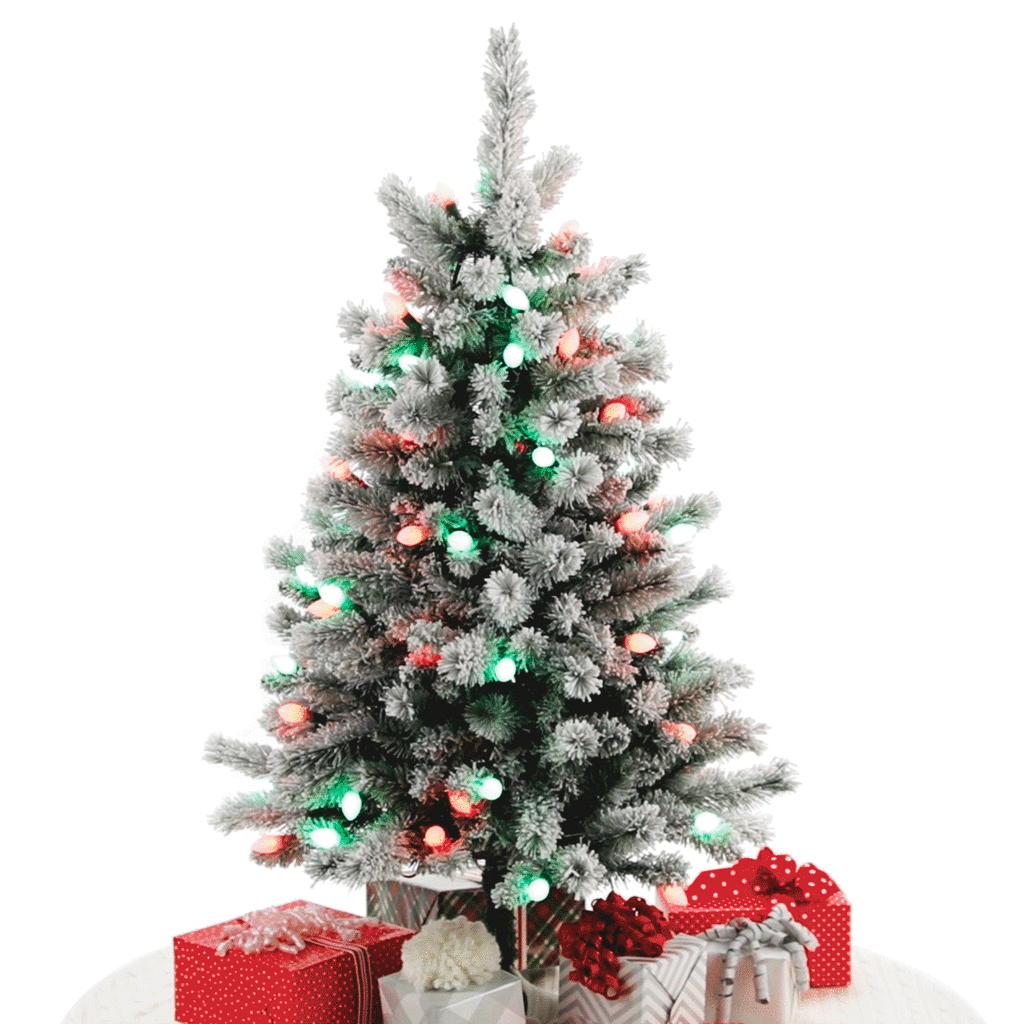 Sound-A-Light Musical Flocked Christmas Tree With Lights, 4'
