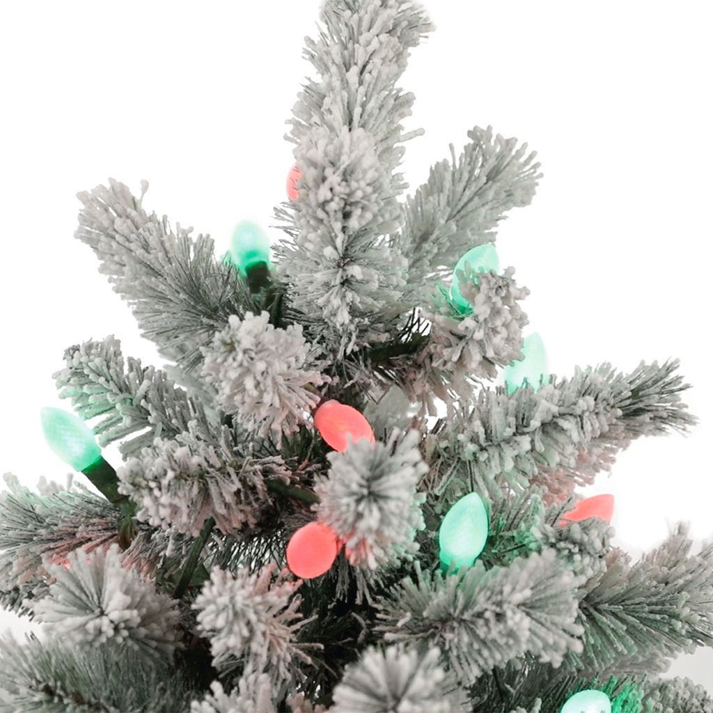 Sound-A-Light Musical Flocked Christmas Tree With Lights, 4'