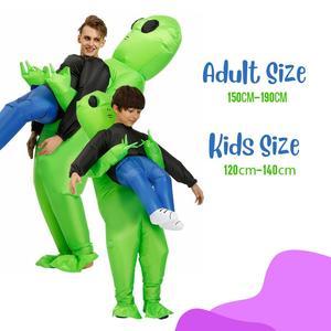 Green Alien Carrying Human Costume