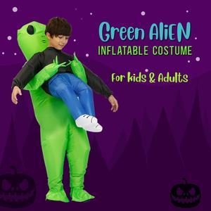 Green Alien Carrying Human Costume