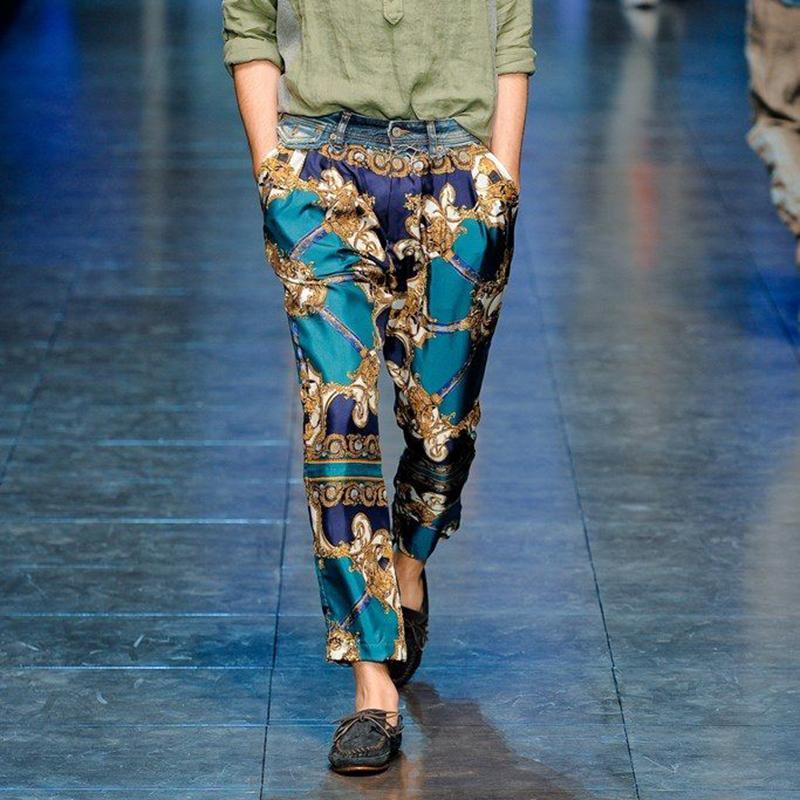 Fashion Single Button Printed Pocket Pants
