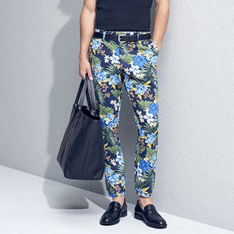 Fashion Floral Print Straight Leg Pants